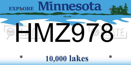 HMZ978 Minnesota License Plate