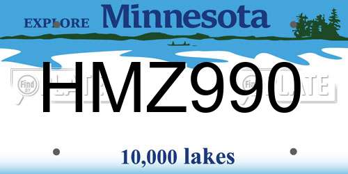 HMZ990 Minnesota License Plate