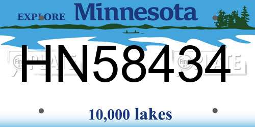 HN58434 Minnesota License Plate