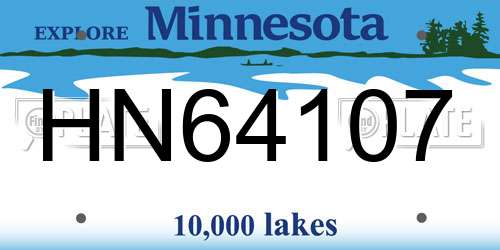 HN64107 Minnesota License Plate