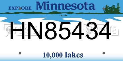 HN85434 Minnesota License Plate