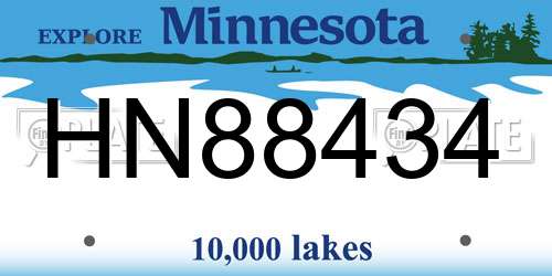 HN88434 Minnesota License Plate