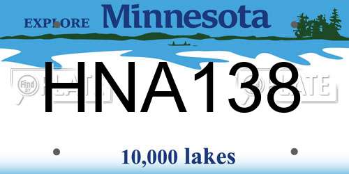 HNA138 Minnesota License Plate