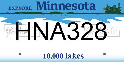 HNA328 Minnesota License Plate