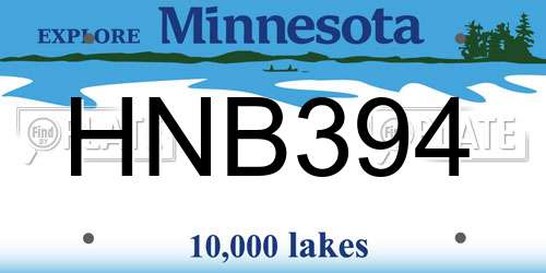 HNB394 Minnesota License Plate