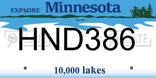 HND386 Minnesota License Plate