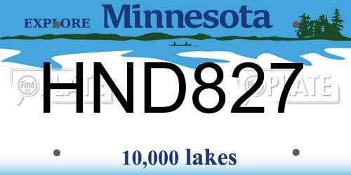 HND827 Minnesota License Plate