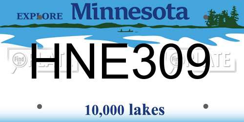 HNE309 Minnesota License Plate