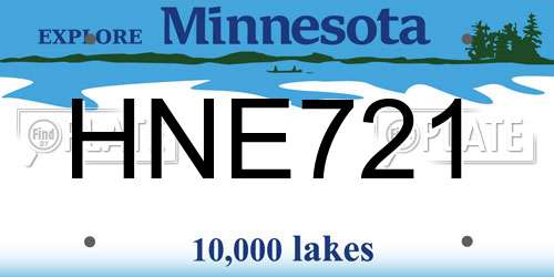 HNE721 Minnesota License Plate