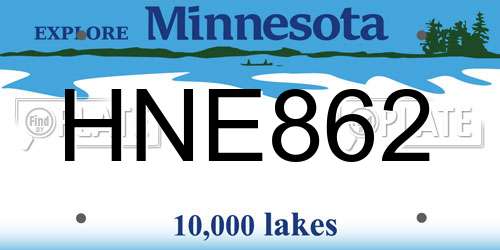 HNE862 Minnesota License Plate
