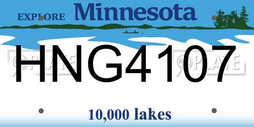 HNG4107 Minnesota License Plate