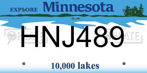 HNJ489 Minnesota License Plate