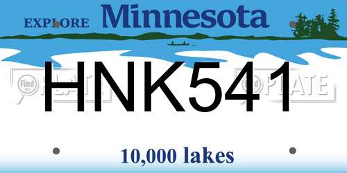 HNK541 Minnesota License Plate