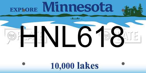 HNL618 Minnesota License Plate