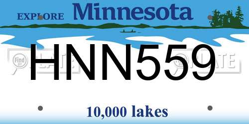HNN559 Minnesota License Plate