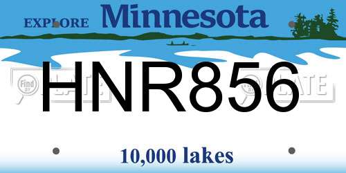 HNR856 Minnesota License Plate