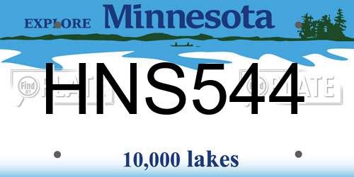 HNS544 Minnesota License Plate
