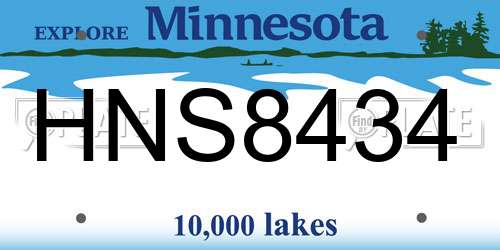 HNS8434 Minnesota License Plate