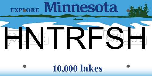 HNTRFSH Minnesota License Plate