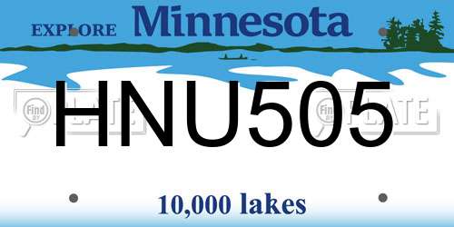HNU505 Minnesota License Plate
