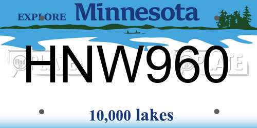 HNW960 Minnesota License Plate