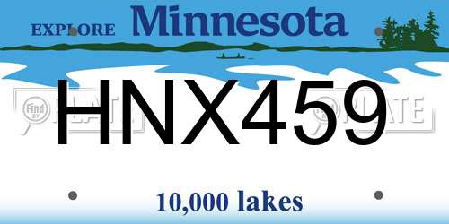 HNX459 Minnesota License Plate