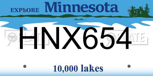 HNX654 Minnesota License Plate