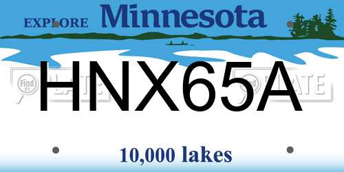 HNX65A Minnesota License Plate