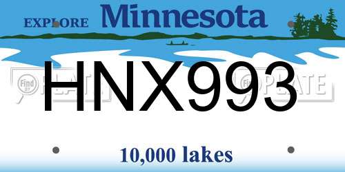 HNX993 Minnesota License Plate