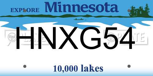 HNXG54 Minnesota License Plate