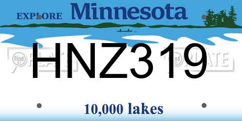 HNZ319 Minnesota License Plate