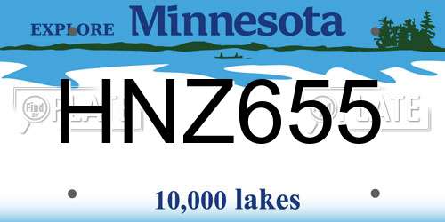 HNZ655 Minnesota License Plate