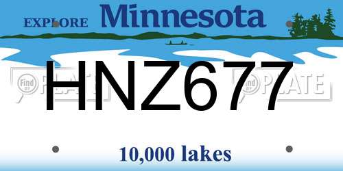 HNZ677 Minnesota License Plate