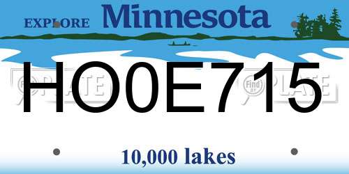 HO0E715 Minnesota License Plate