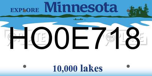 HO0E718 Minnesota License Plate