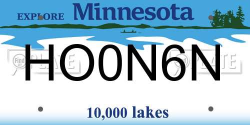 HO0N6N Minnesota License Plate