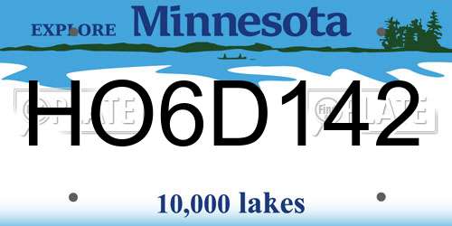 HO6D142 Minnesota License Plate