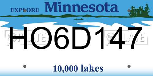 HO6D147 Minnesota License Plate