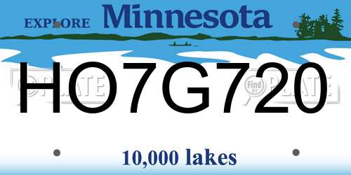 HO7G720 Minnesota License Plate
