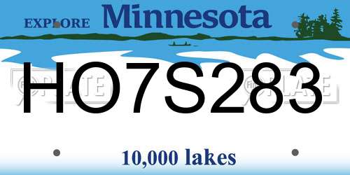 HO7S283 Minnesota License Plate