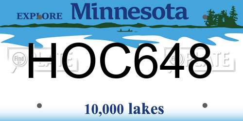 HOC648 Minnesota License Plate