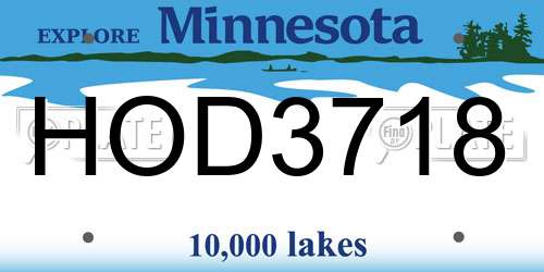 HOD3718 Minnesota License Plate