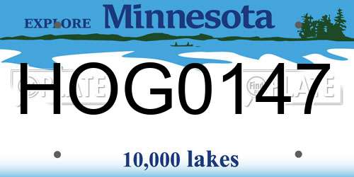 HOG0147 Minnesota License Plate