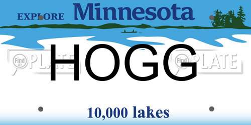 HOGG Minnesota License Plate
