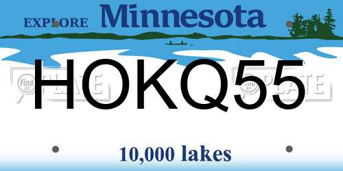 HOKQ55 Minnesota License Plate