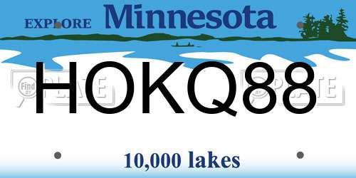HOKQ88 Minnesota License Plate