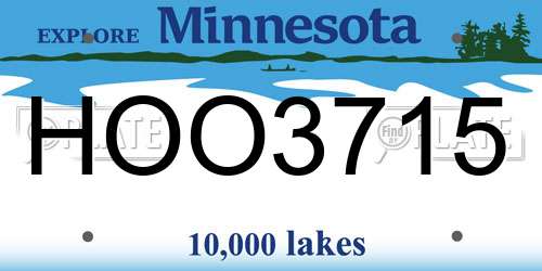 HOO3715 Minnesota License Plate