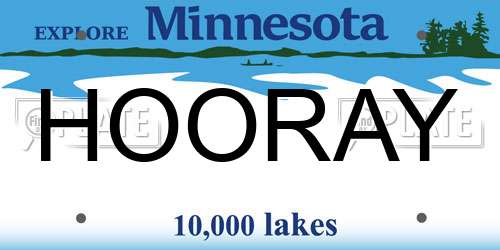 HOORAY Minnesota License Plate