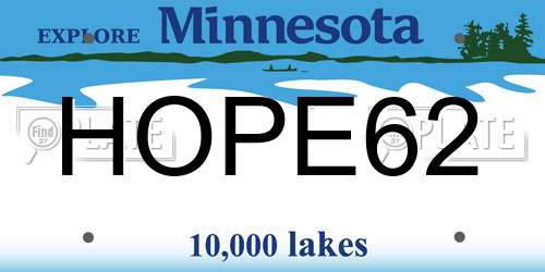 HOPE62 Minnesota License Plate