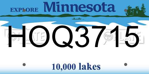 HOQ3715 Minnesota License Plate